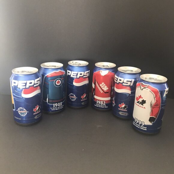 Pepsi Team Canada Olympic Jersey Cans Empty Sealed Set of 6 - Picture 5 of 5